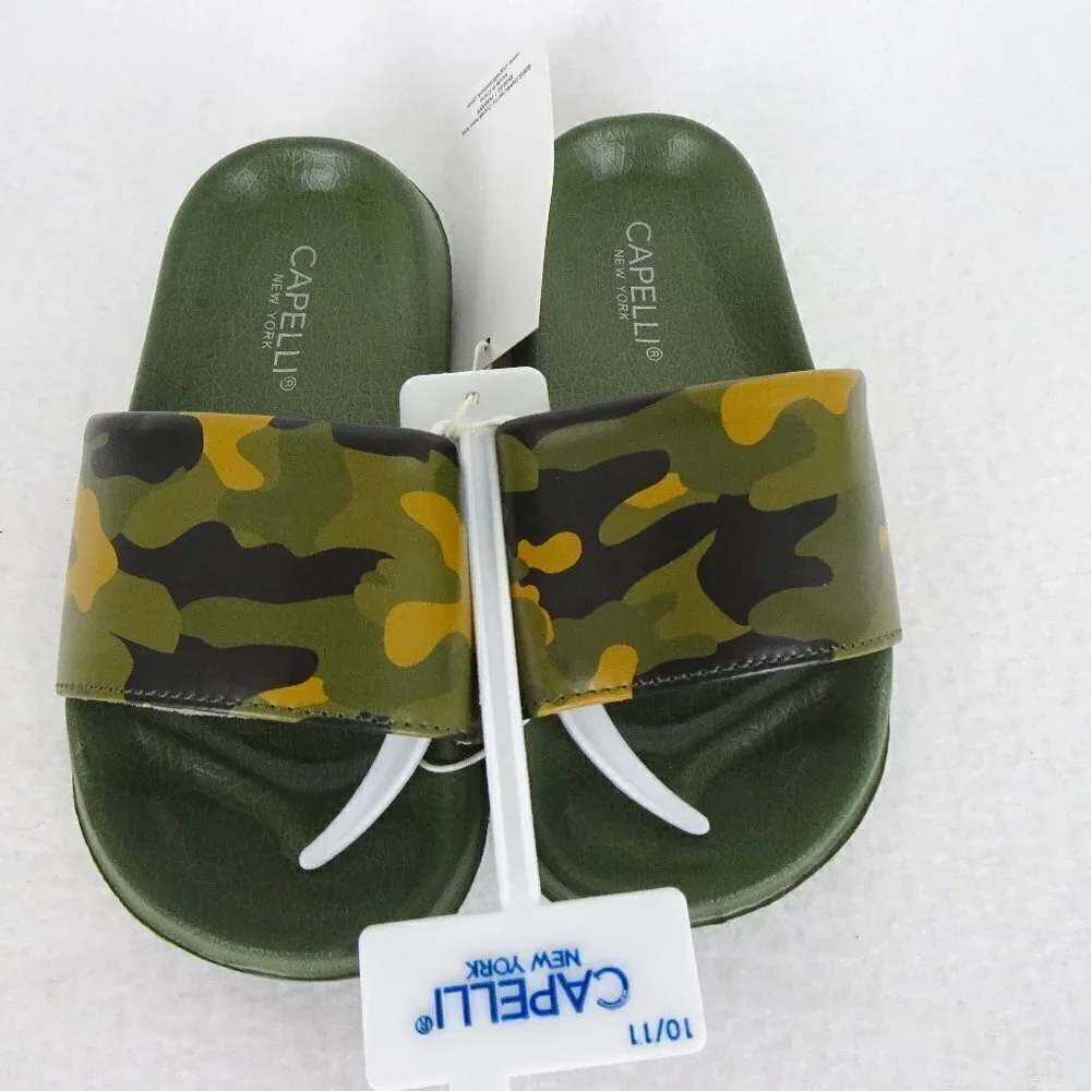 Capelli Camo Shoe Slides Sandals Slip On Green Size 10 -11 Boys Slip On
